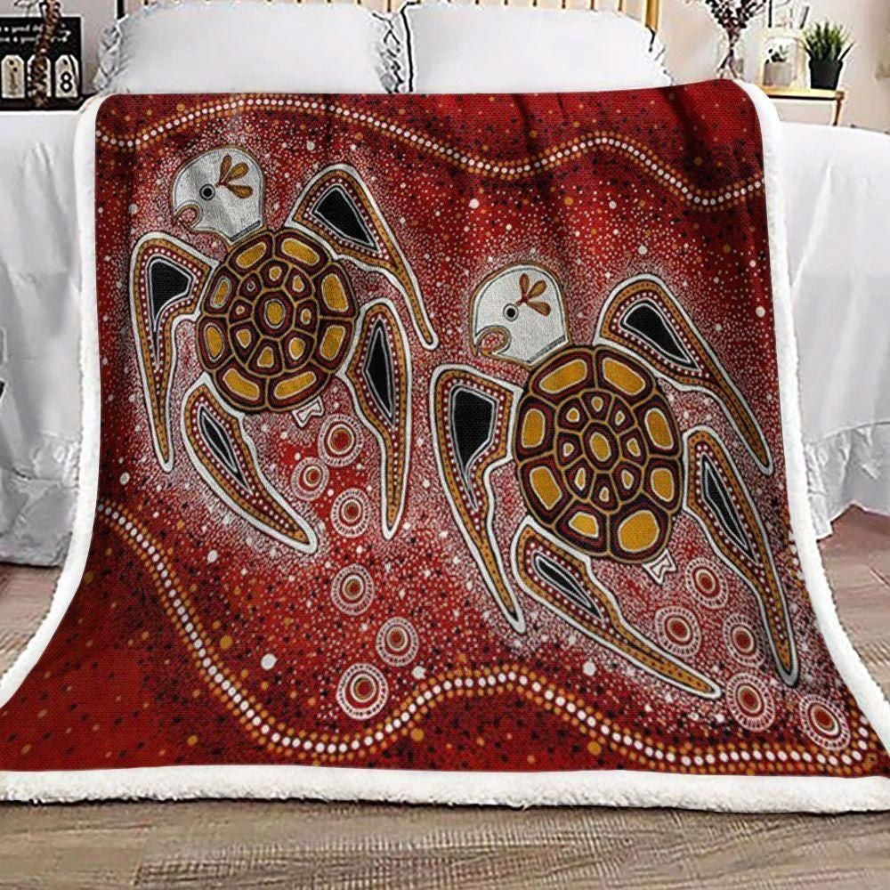 Turtle Couple Maroon Background Throw Blanket