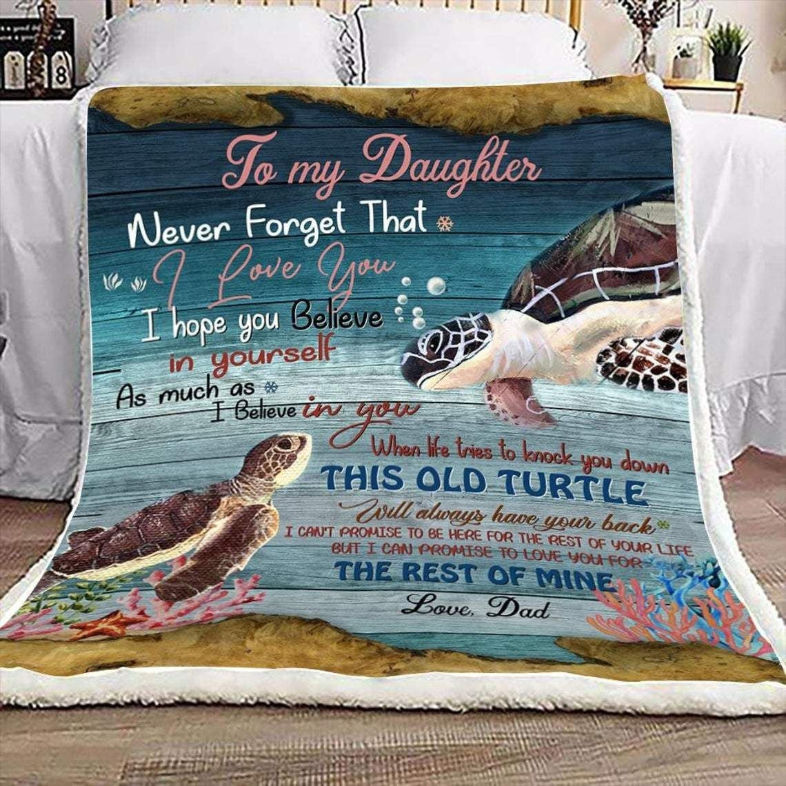 Turtle On The Beach Throw Blanket