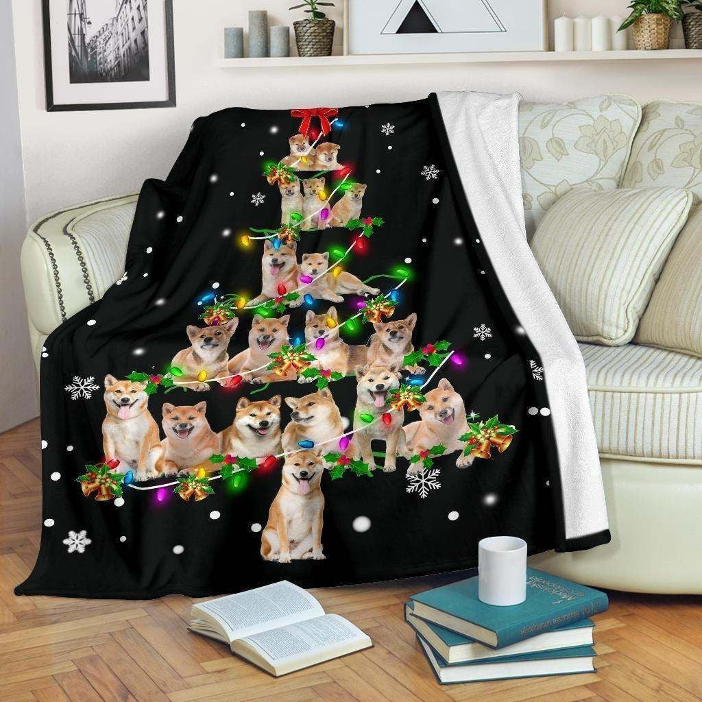 Twisted Lights Shiba Inu Christmas Tree Throw Blanket