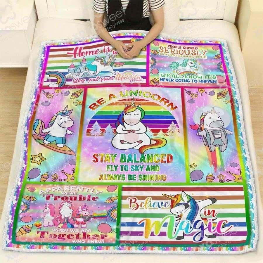 Unicorn Fly To Sky Throw Blanket