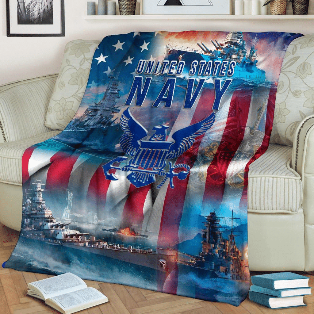 United States US Navy American Flag Throw Blanket