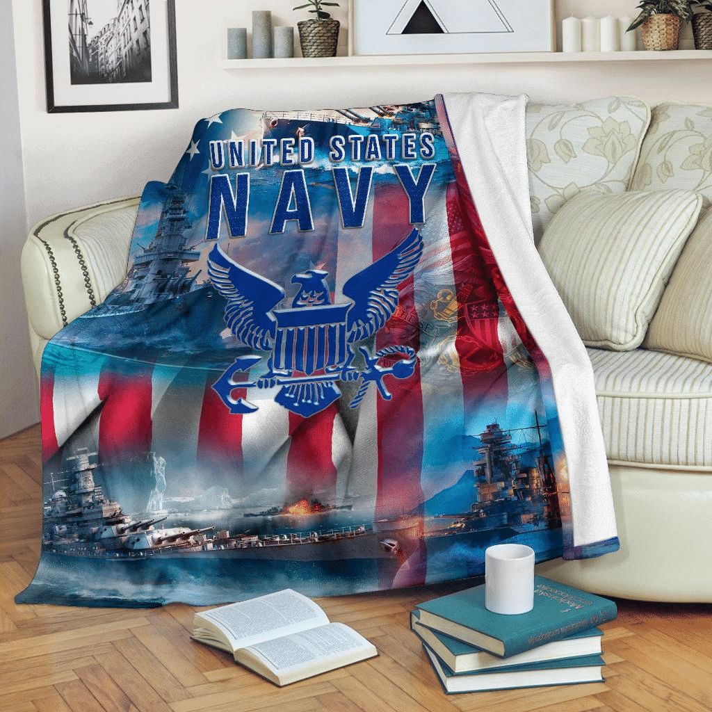 United States US Navy American Flag Throw Blanket