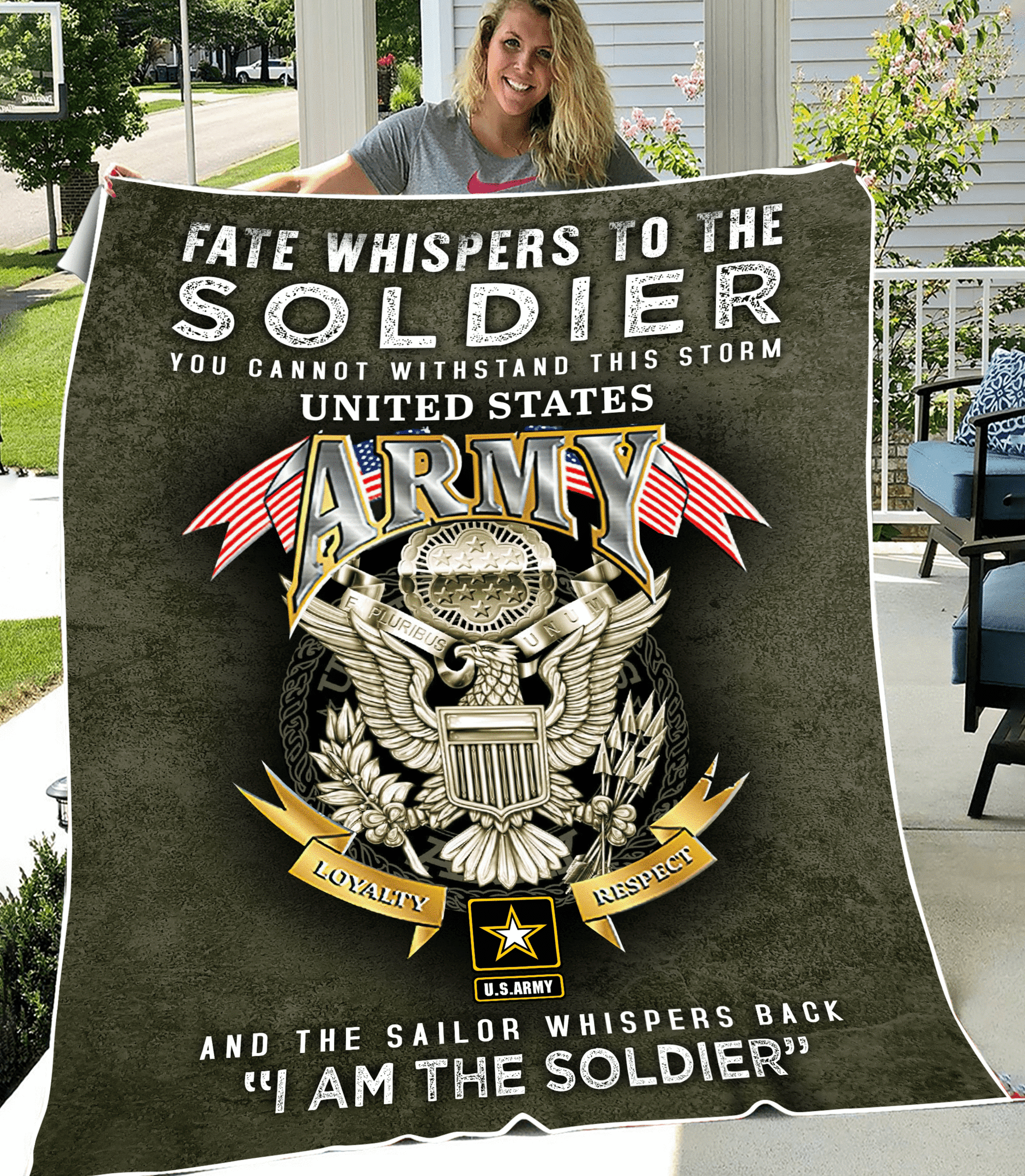 US Army I Am The Soldier Loyalty Respect Eagle Throw Blanket