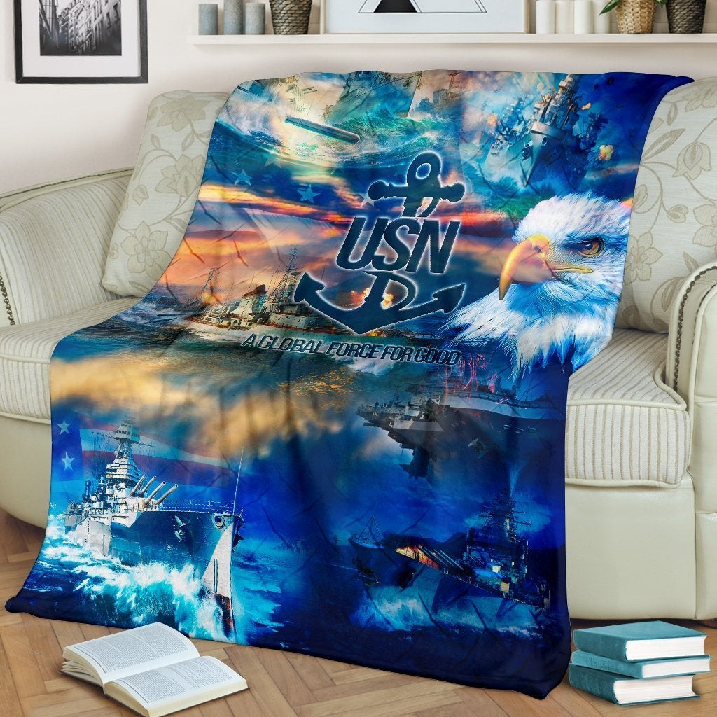 US Navy A Global Force For Good Anchor And Eagle Throw Blanket