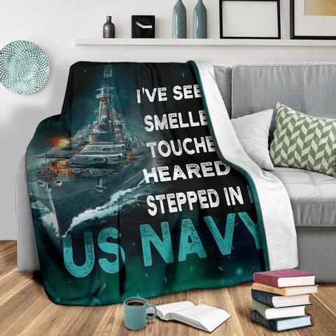 US Navy I Have Seen It Navy Ship Dark Green Throw Blanket