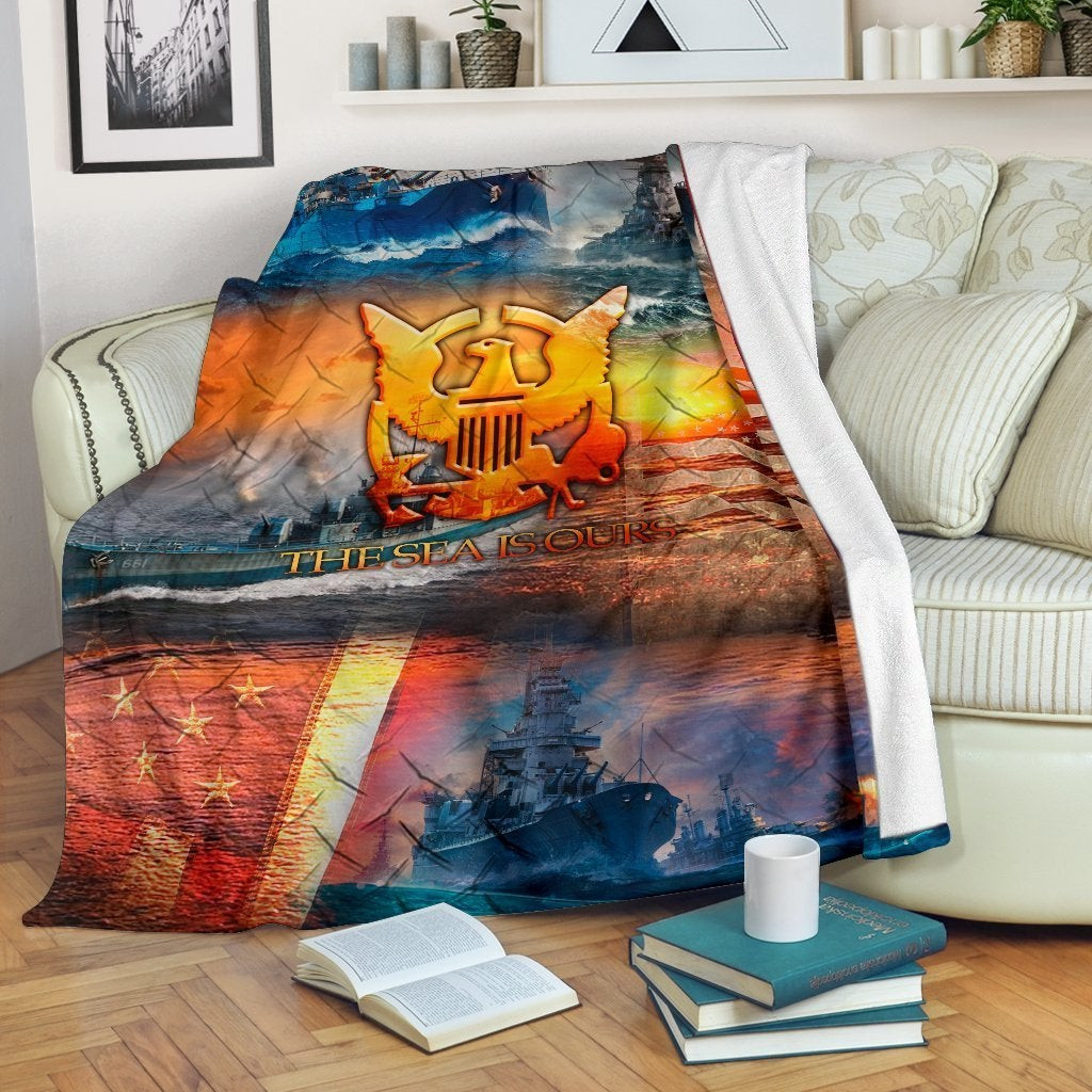 US Navy The Sea Is Our Multicolor Throw Blanket