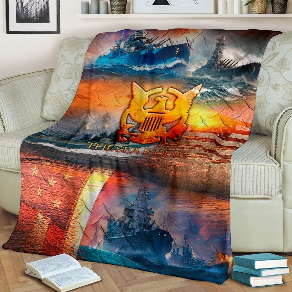 US Navy The Sea Is Our Multicolor Throw Blanket