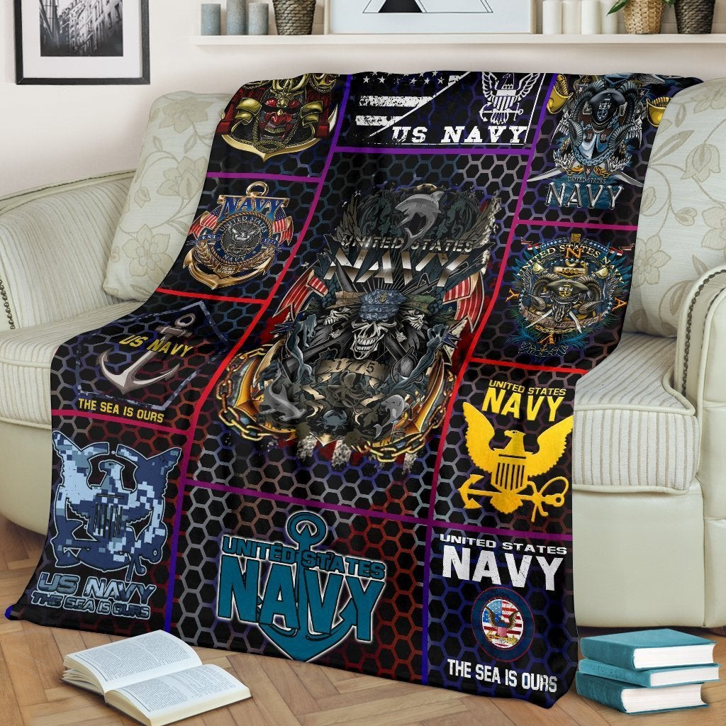 US Navy The Sea Is Ours Anchor Throw Blanket