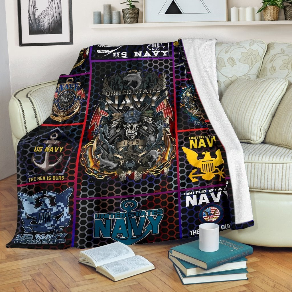 US Navy The Sea Is Ours Anchor Throw Blanket