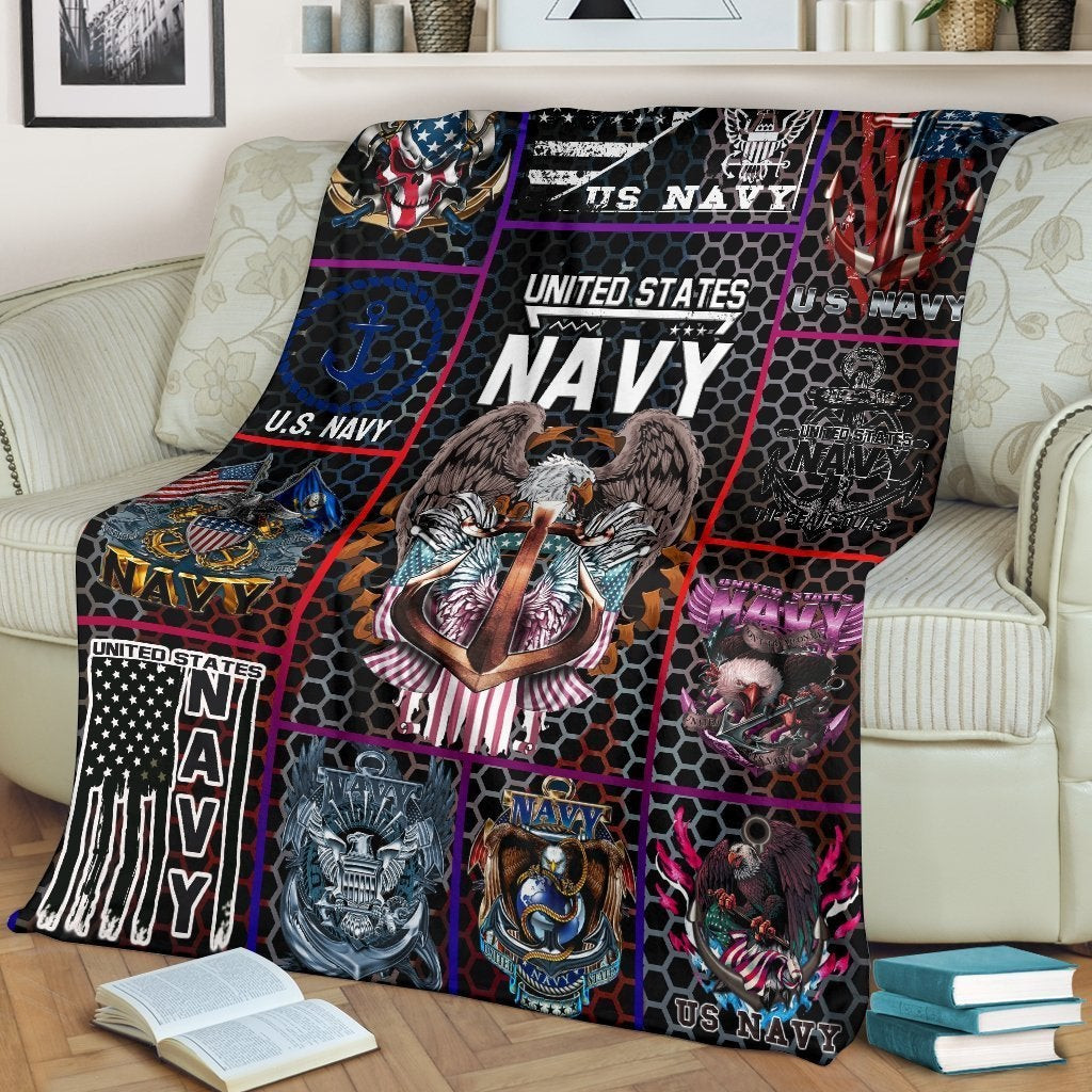 US Navy The Sea Is Ours Eagle and Anchor Throw Blanket