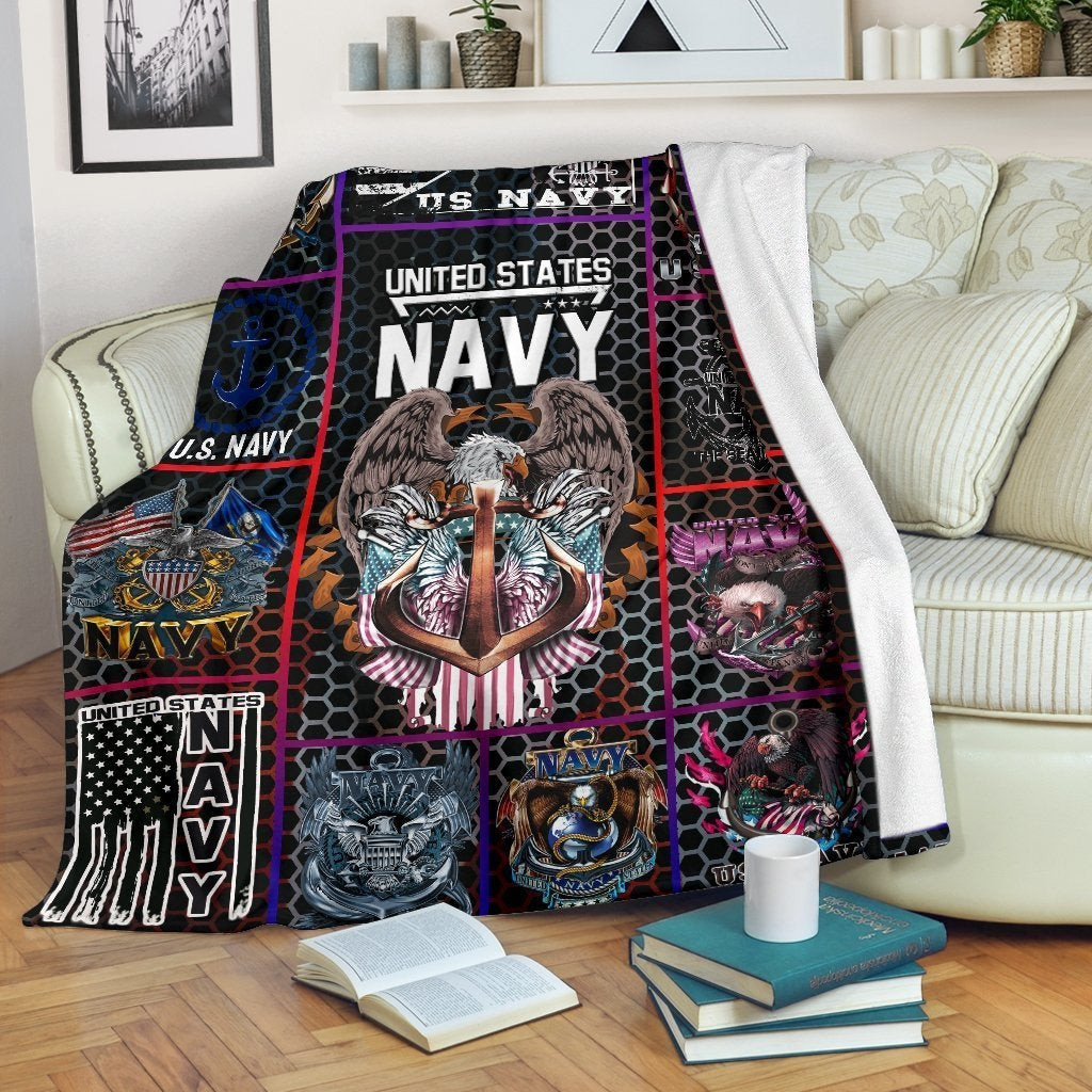 US Navy The Sea Is Ours Eagle and Anchor Throw Blanket