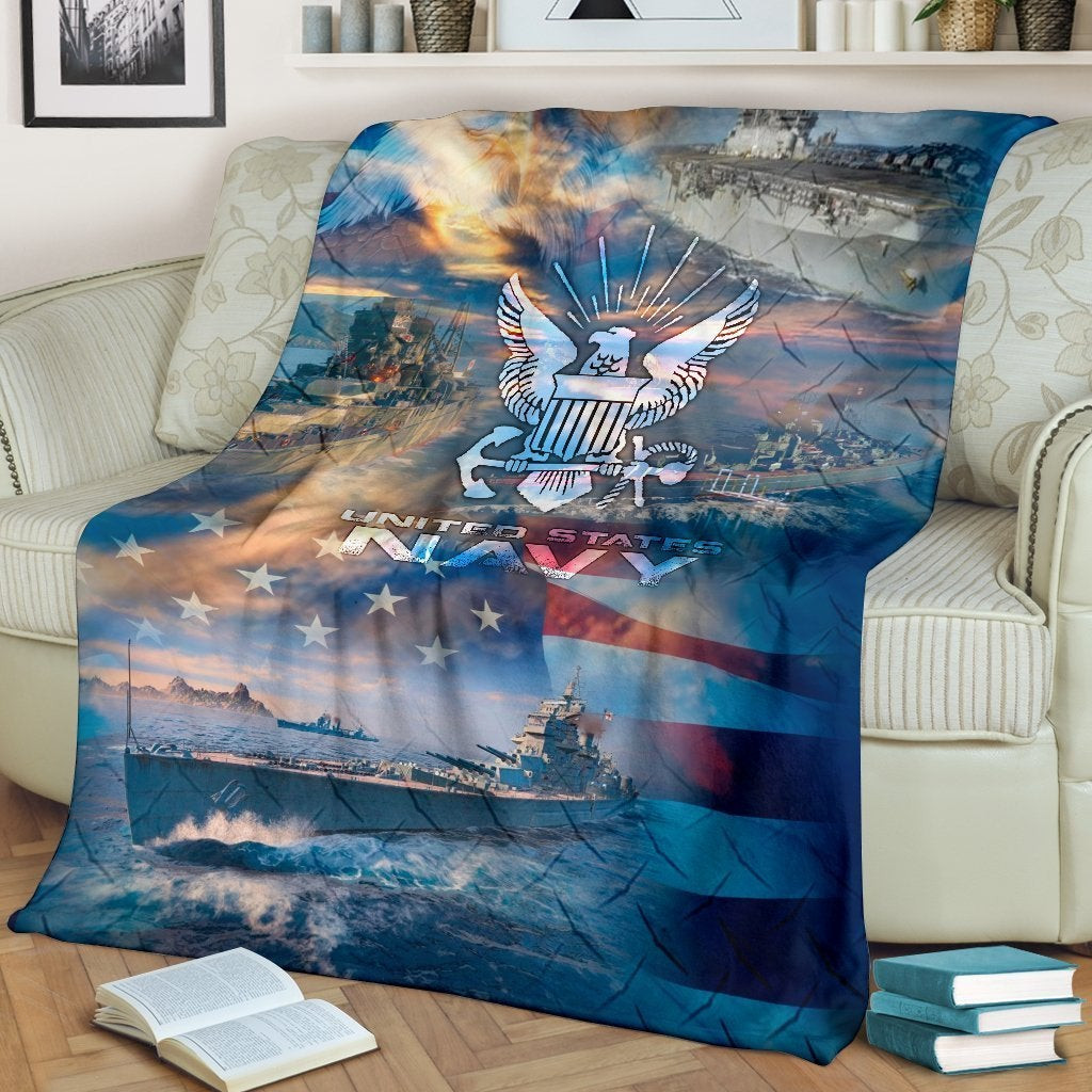 US Navy United States Navy Eagle Shield Multicolor Throw Blanket