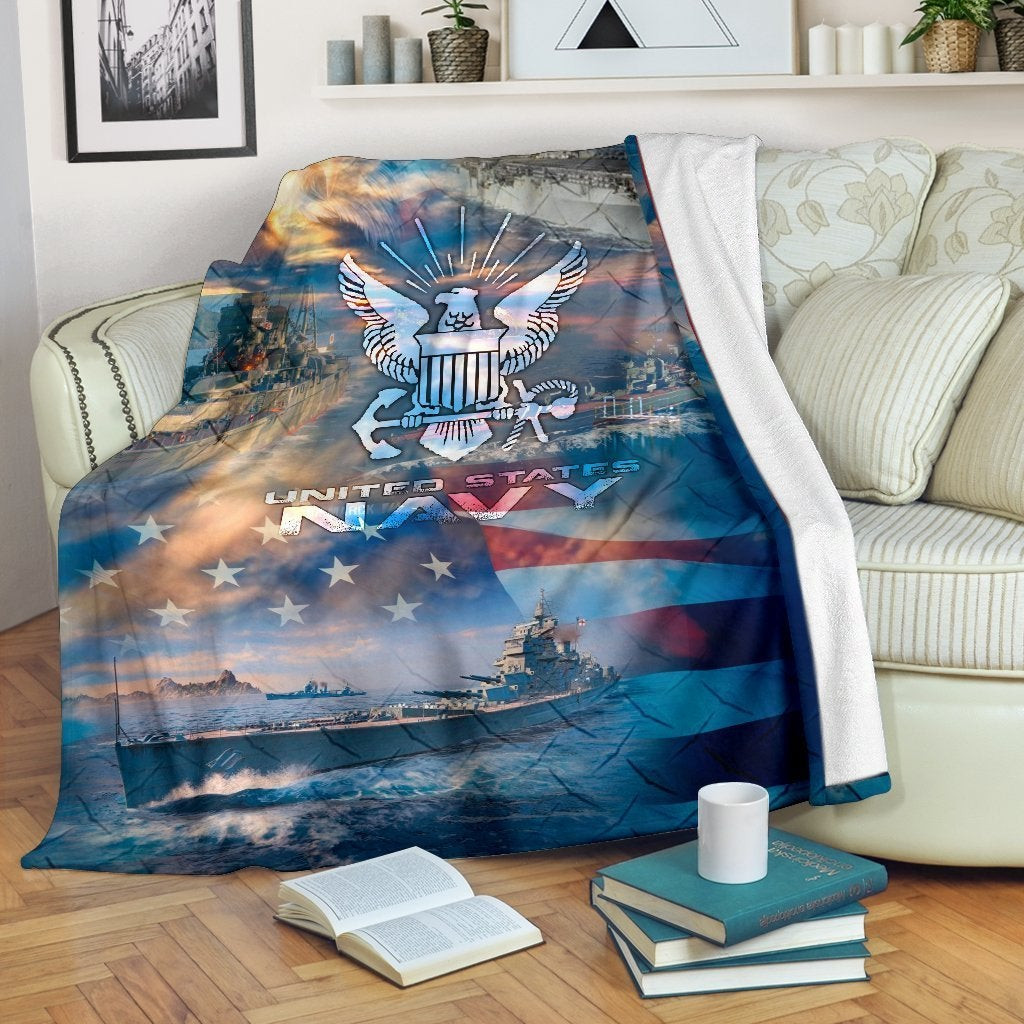 US Navy United States Navy Eagle Shield Multicolor Throw Blanket