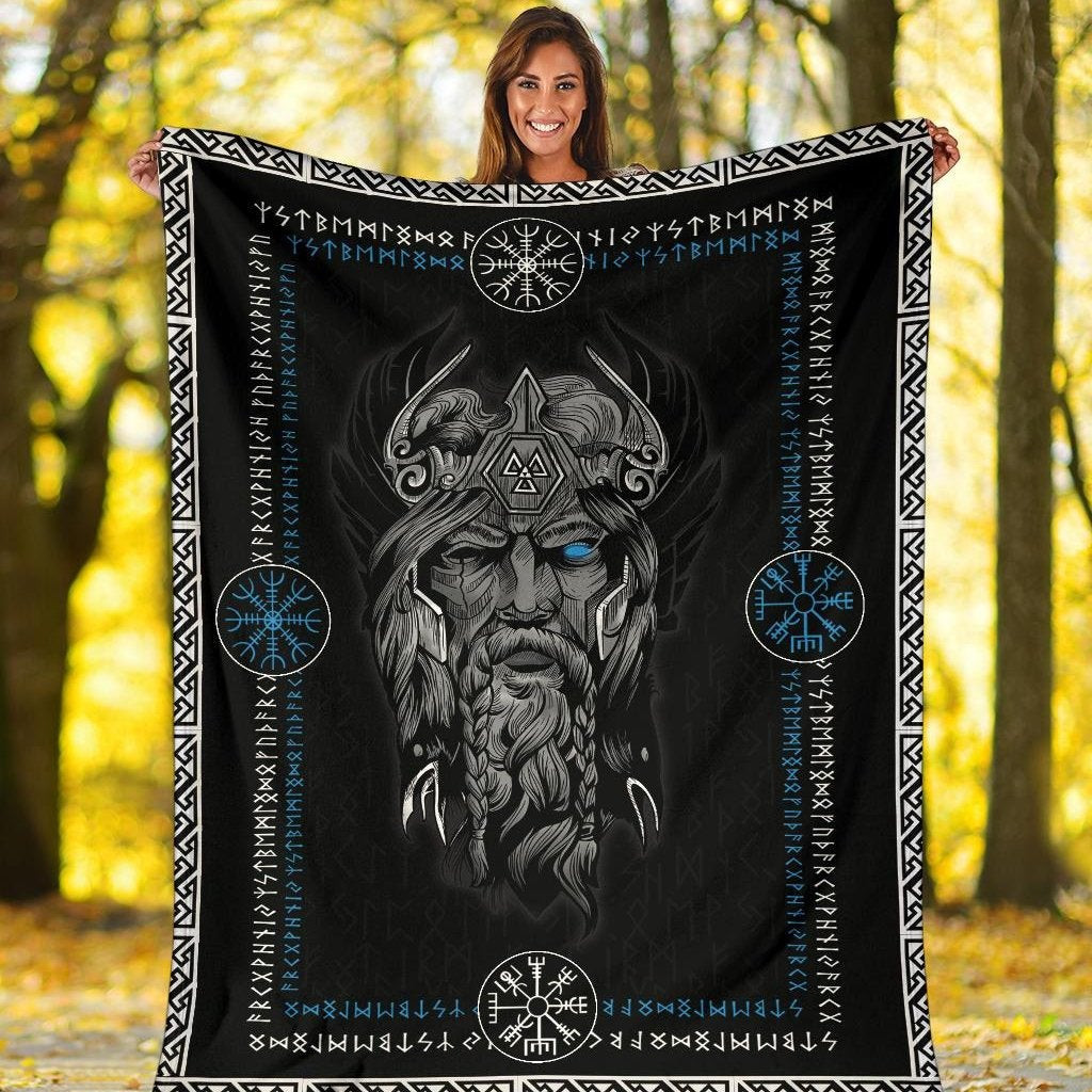 Viking Norse God Odin Helm Of Awe Viking Throw Blanket