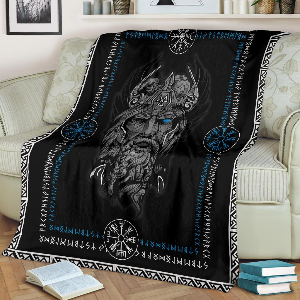 Viking Norse God Odin Helm Of Awe Viking Throw Blanket