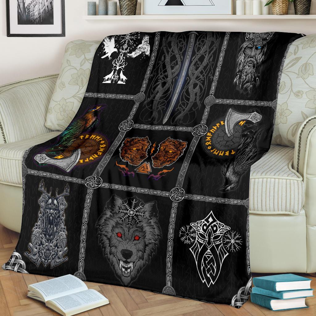 Viking Norse Mythology Wolf Viking Throw Blanket