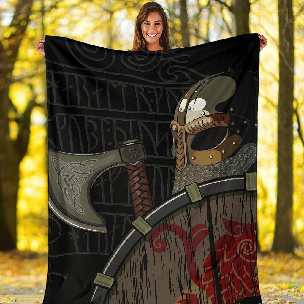 Viking Warrior Norse Black Viking Throw Blanket