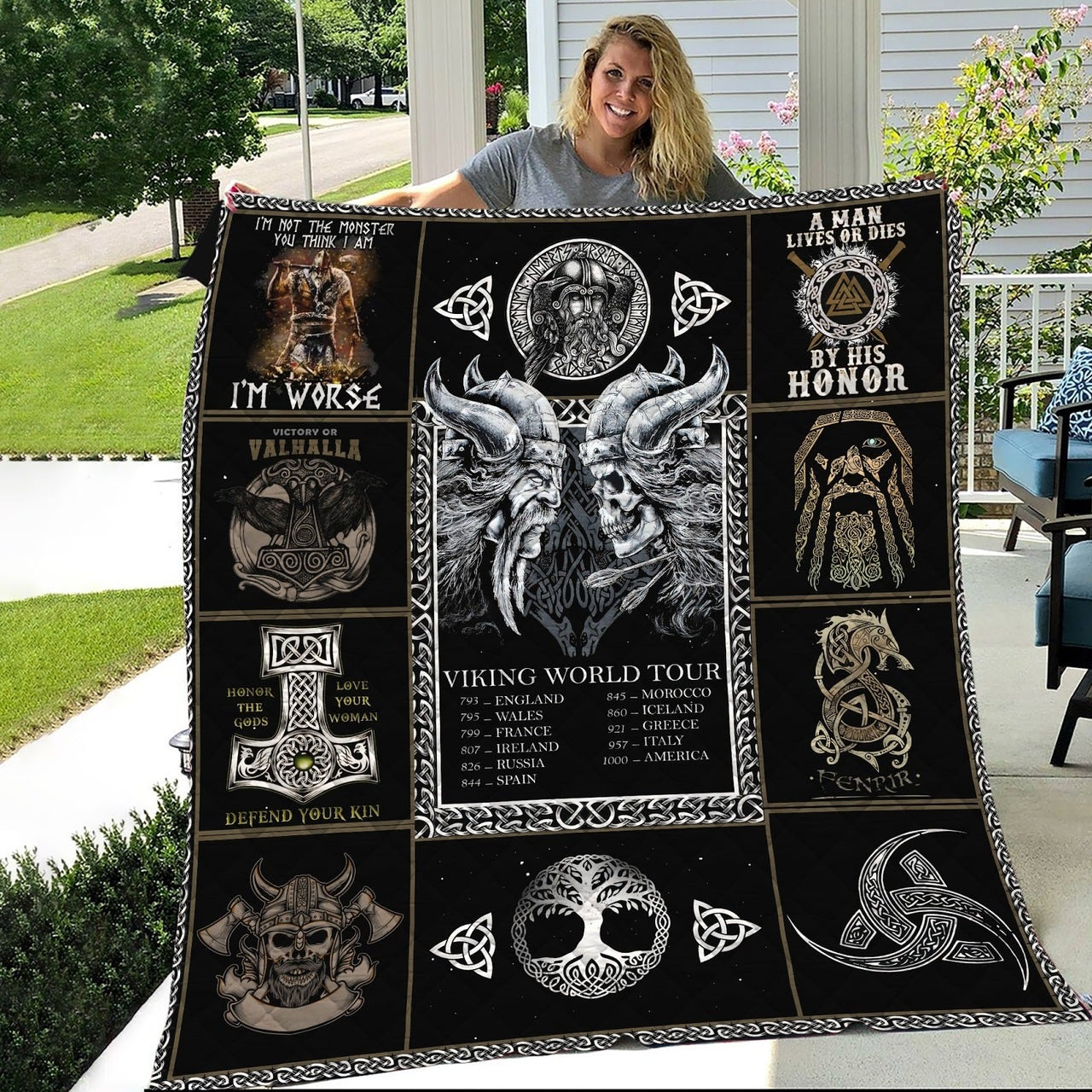 Viking World Tour A Man Lives Or Die By His Honor Viking Symbol Throw Blanket