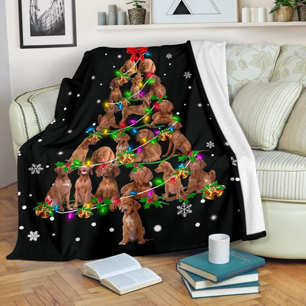 Vizsla Christmas Tree Christmas Decoration Throw Blanket