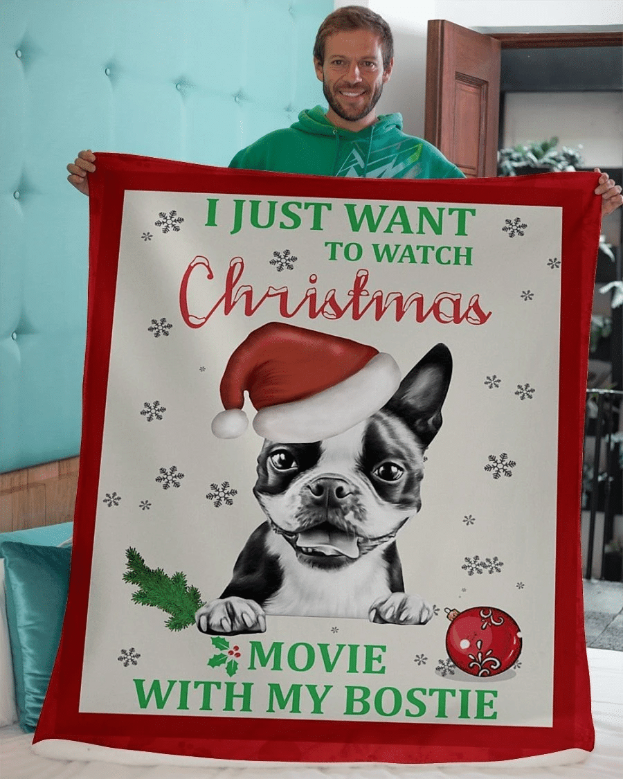 Watch Christmas Movie With Boston Terrier Christmas Throw Blanket