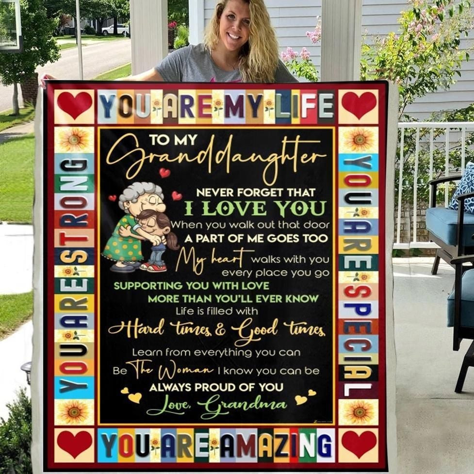 Watercolor You Are My Life To My Granddaughter Never Forget That I Love You Throw Blanket