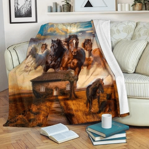 Western Horse Spirit Rural House Throw Blanket