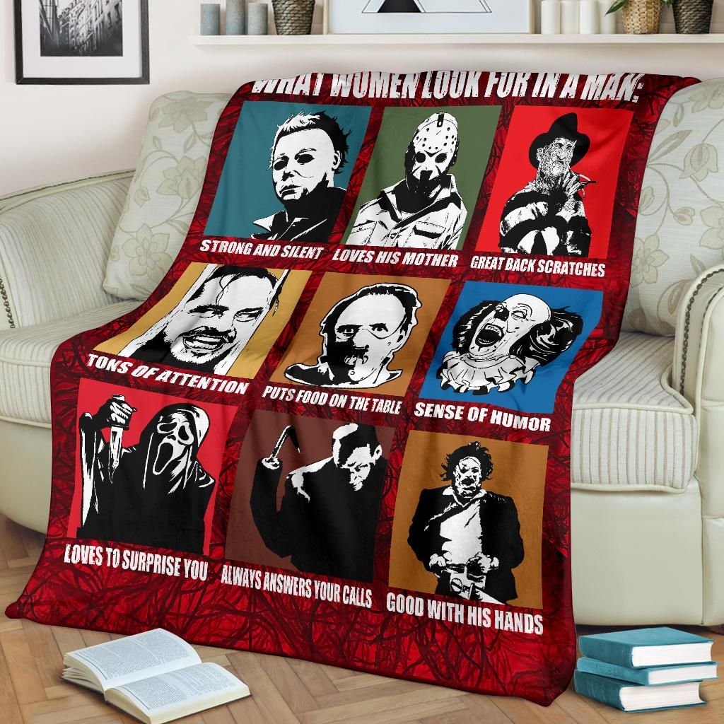 What Women Look For In A Man Horror Movie Throw Blanket