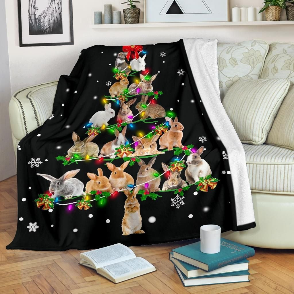 Wild Animal Rabbit Christmas Tree Throw Blanket