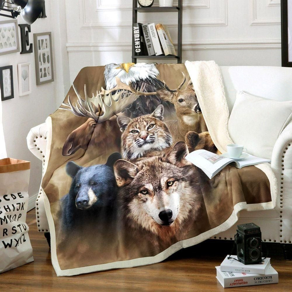 Wild Animals Portrait Throw Blanket