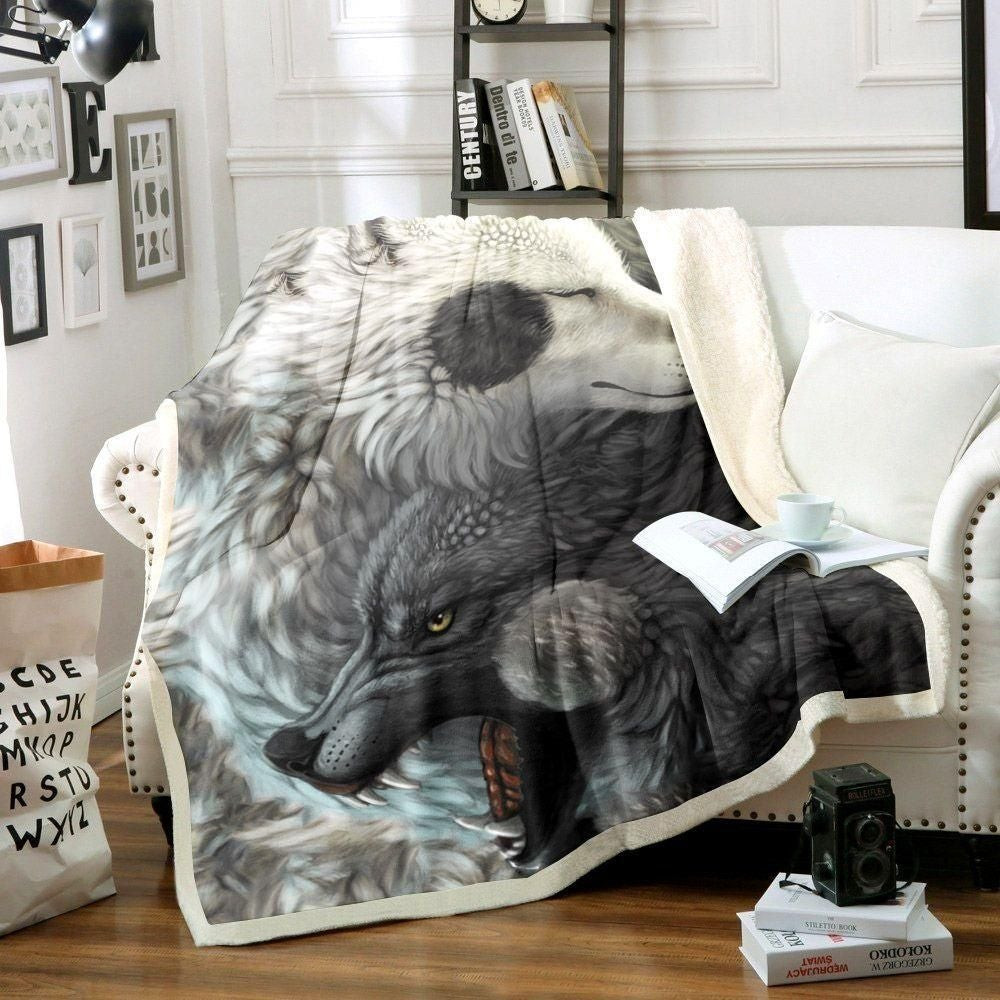 Wolf Grey Background Throw Blanket