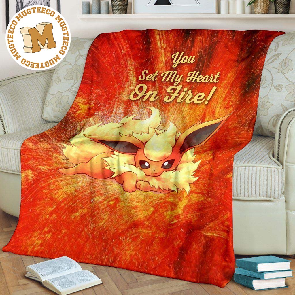 You Set My Heart On Fire Flareon Fleece Blanket