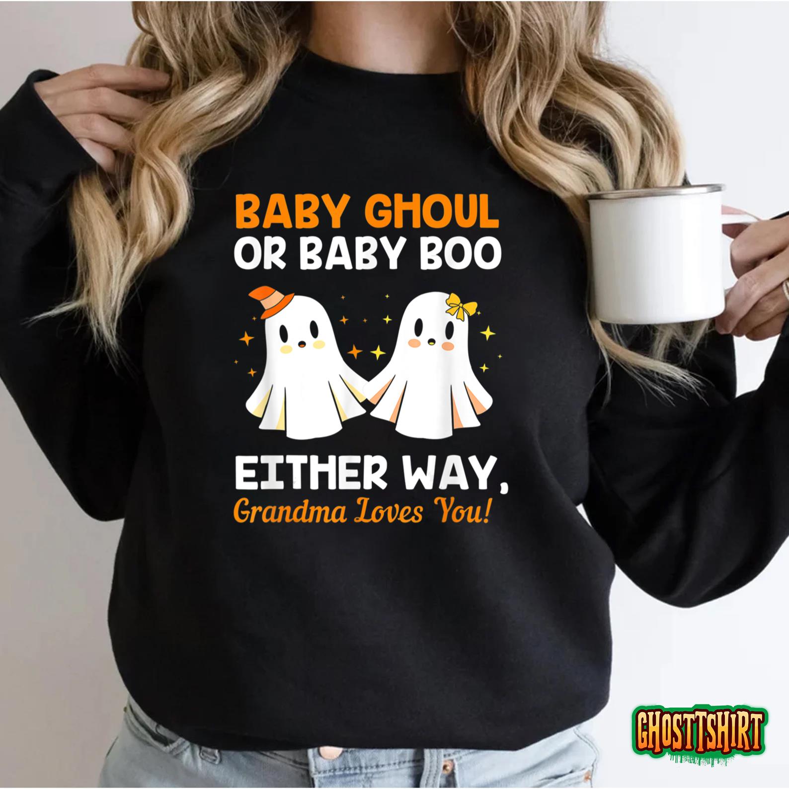 Baby Shower Grandma Halloween Gender Reveal Booy Or Ghoul Sweatshirt