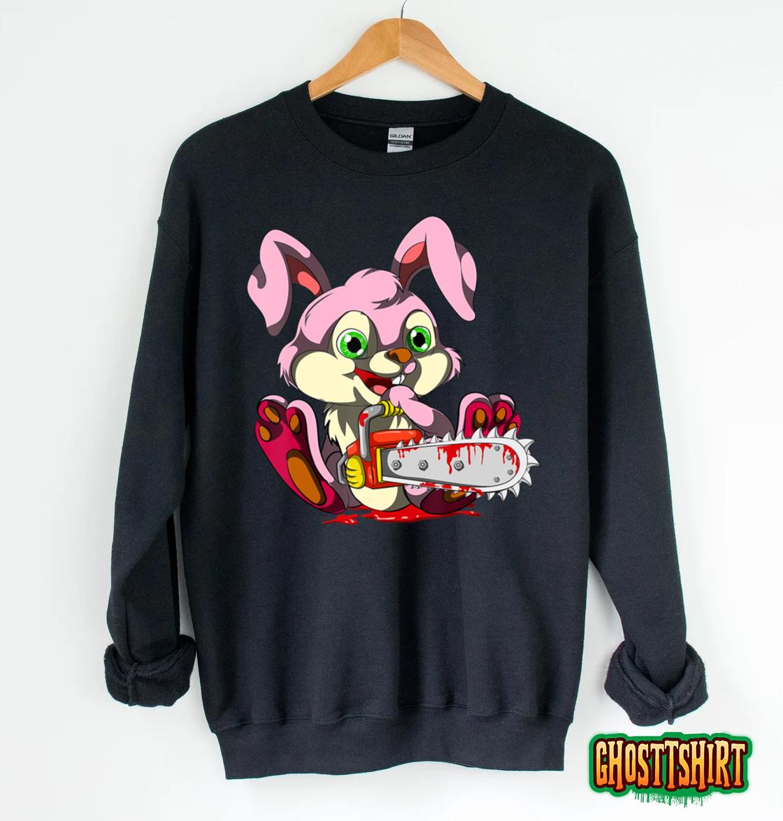 Bloody Chainsaw Bunny Halloween Horror Rabbit T-Shirt