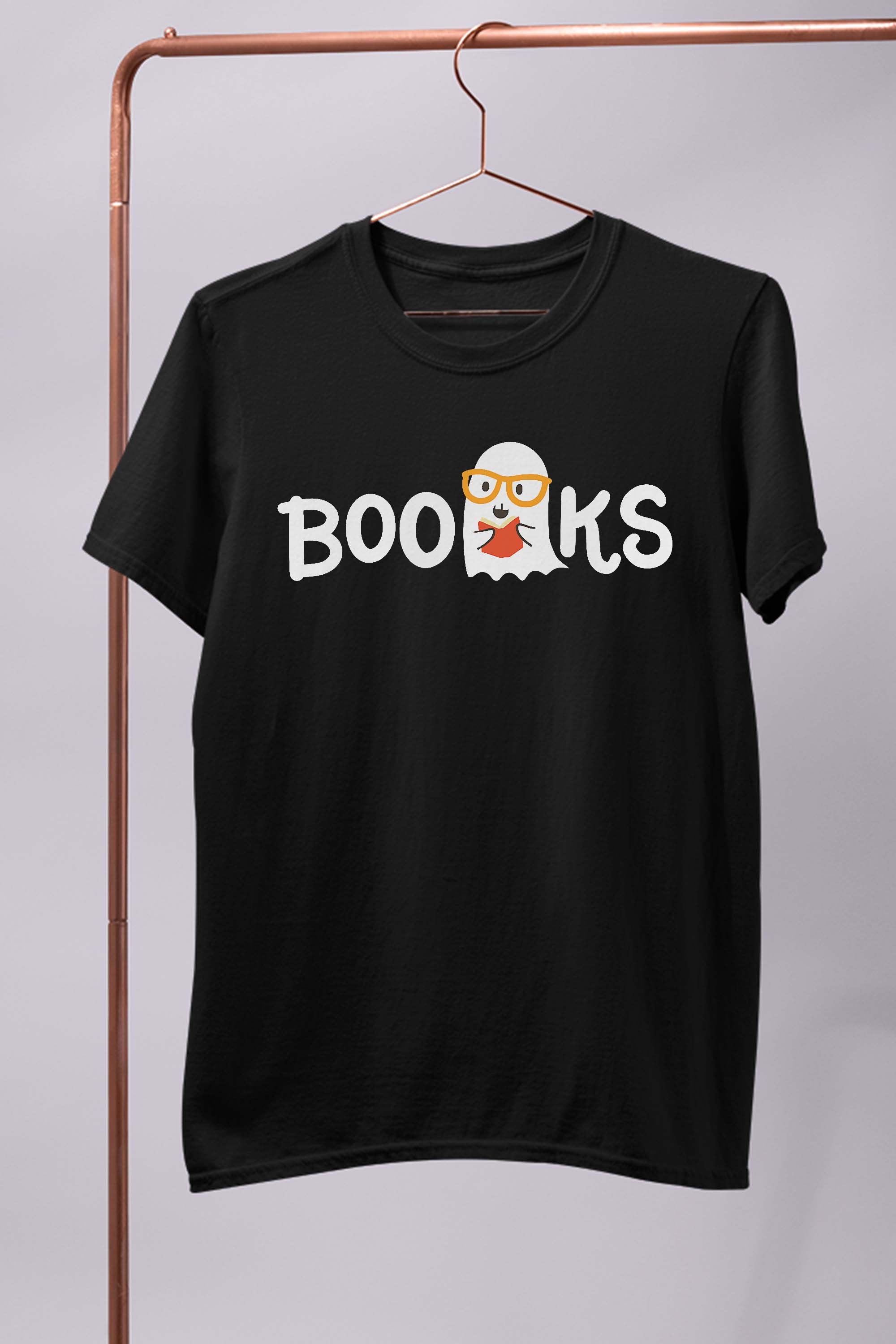 Books Boo Ghost Halloween Librarian Library English Teacher Reading T-Shirt