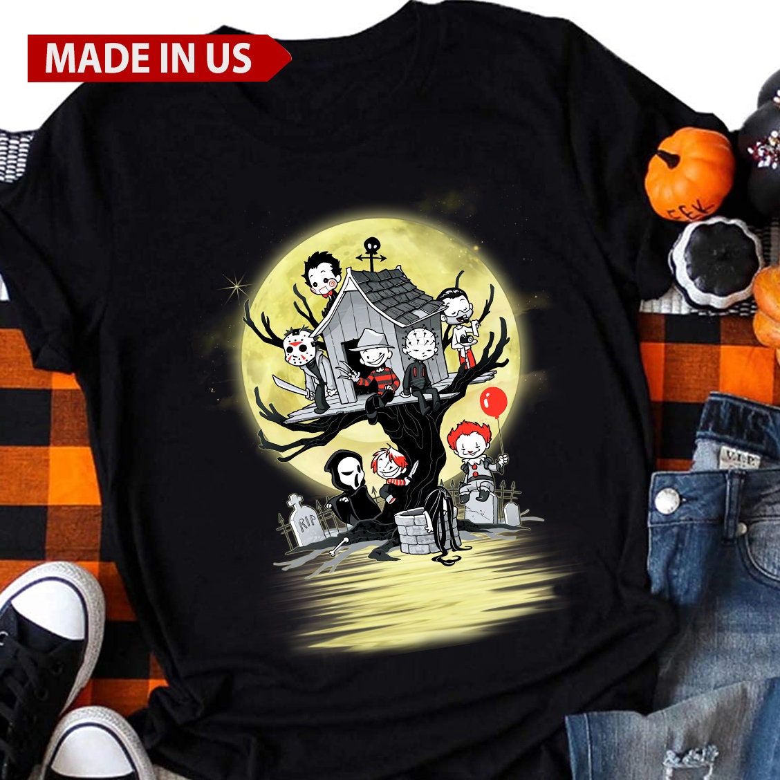 Chibi Horror Characters Friends T-Shirt