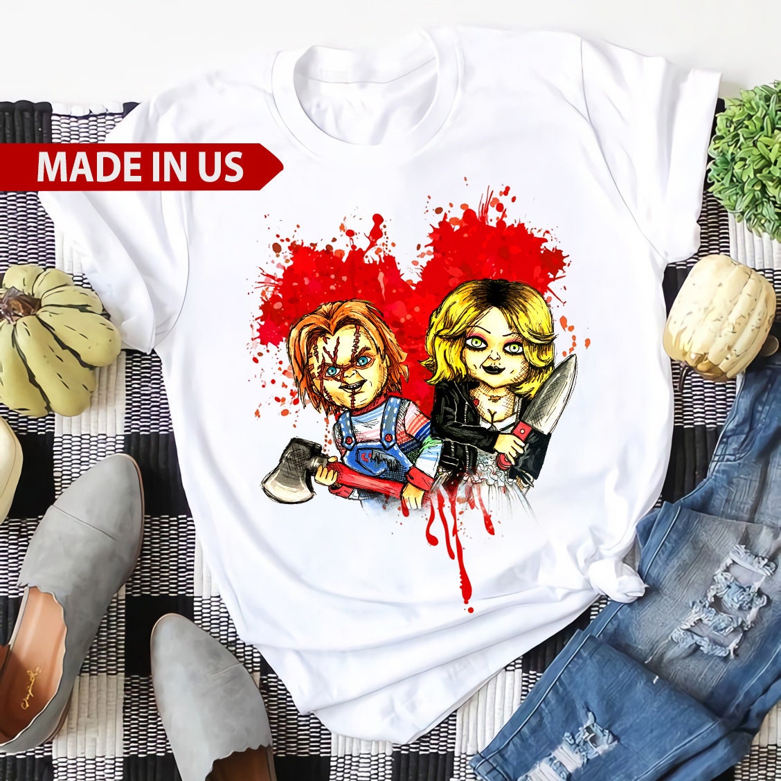 Chucky And Tiffany Horror Characters T-Shirt