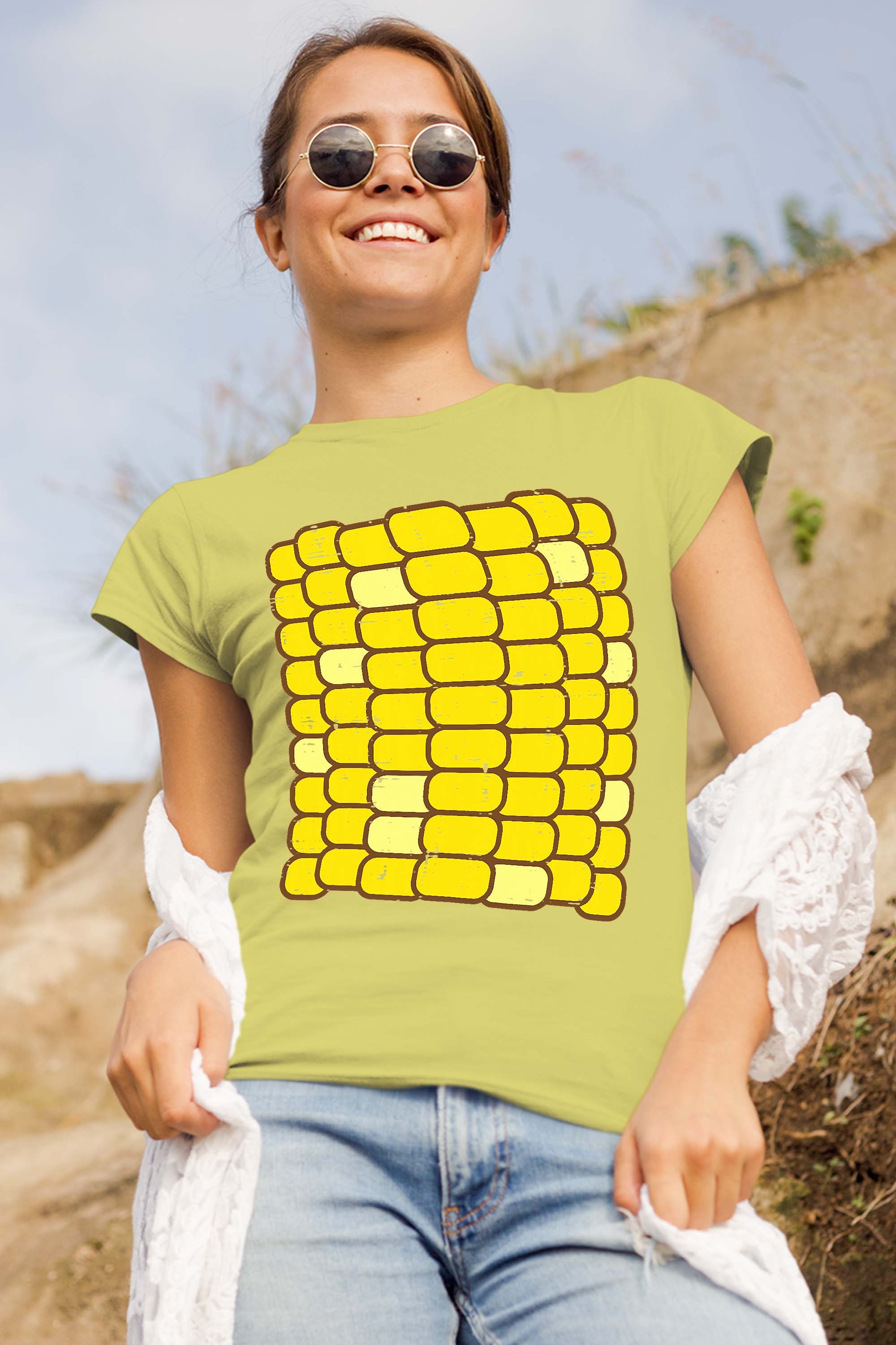 Corn Halloween Costume Funny Foodie Farmer Men Women Kids T-Shirt