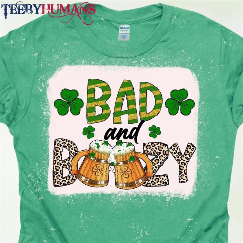 Bad And Boozy Saint Patricks Day Bleached Shirt Funny Tee Celebrate Patty Classic T-Shirt