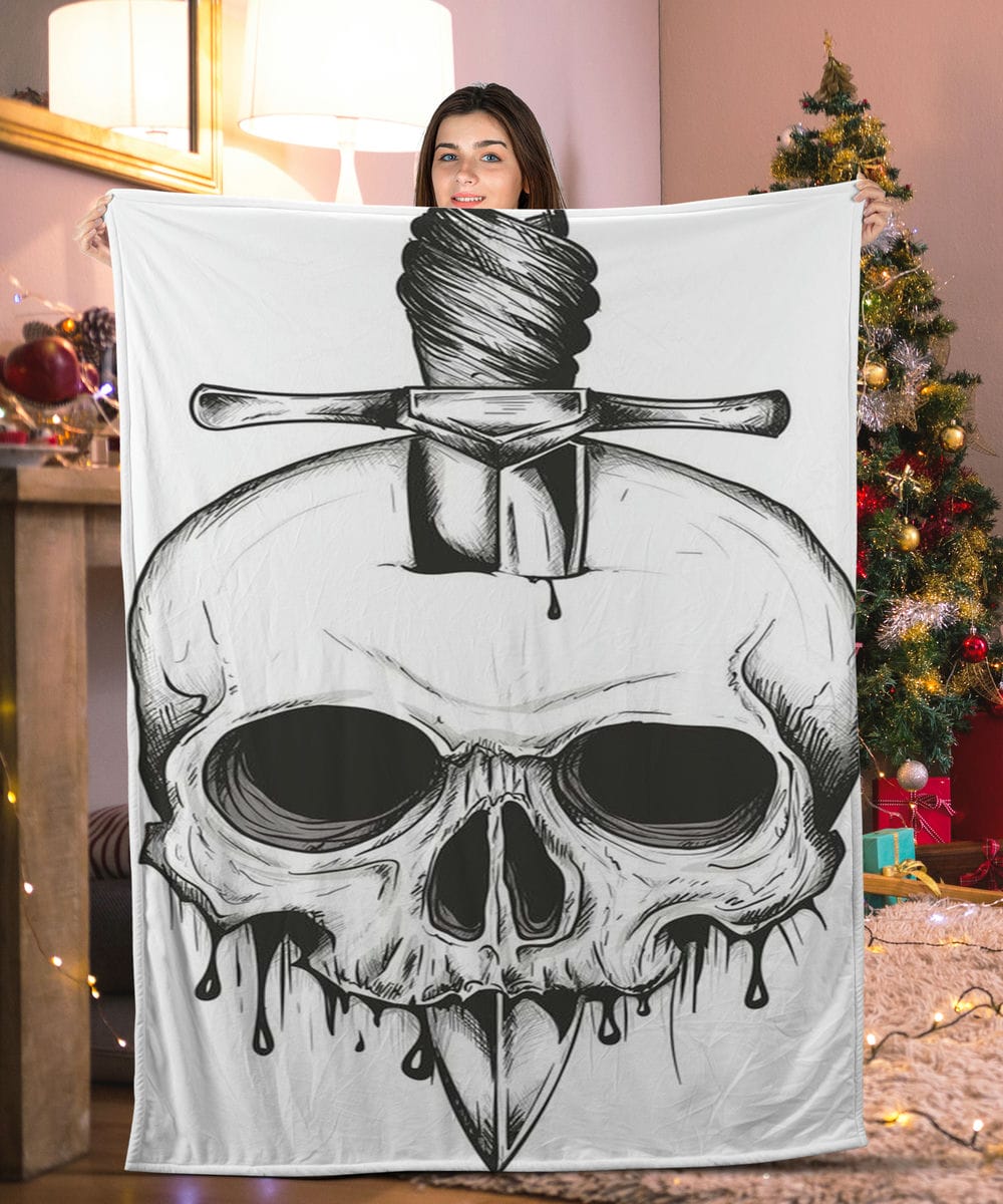 Black & White Sword Skull Skull Blanket