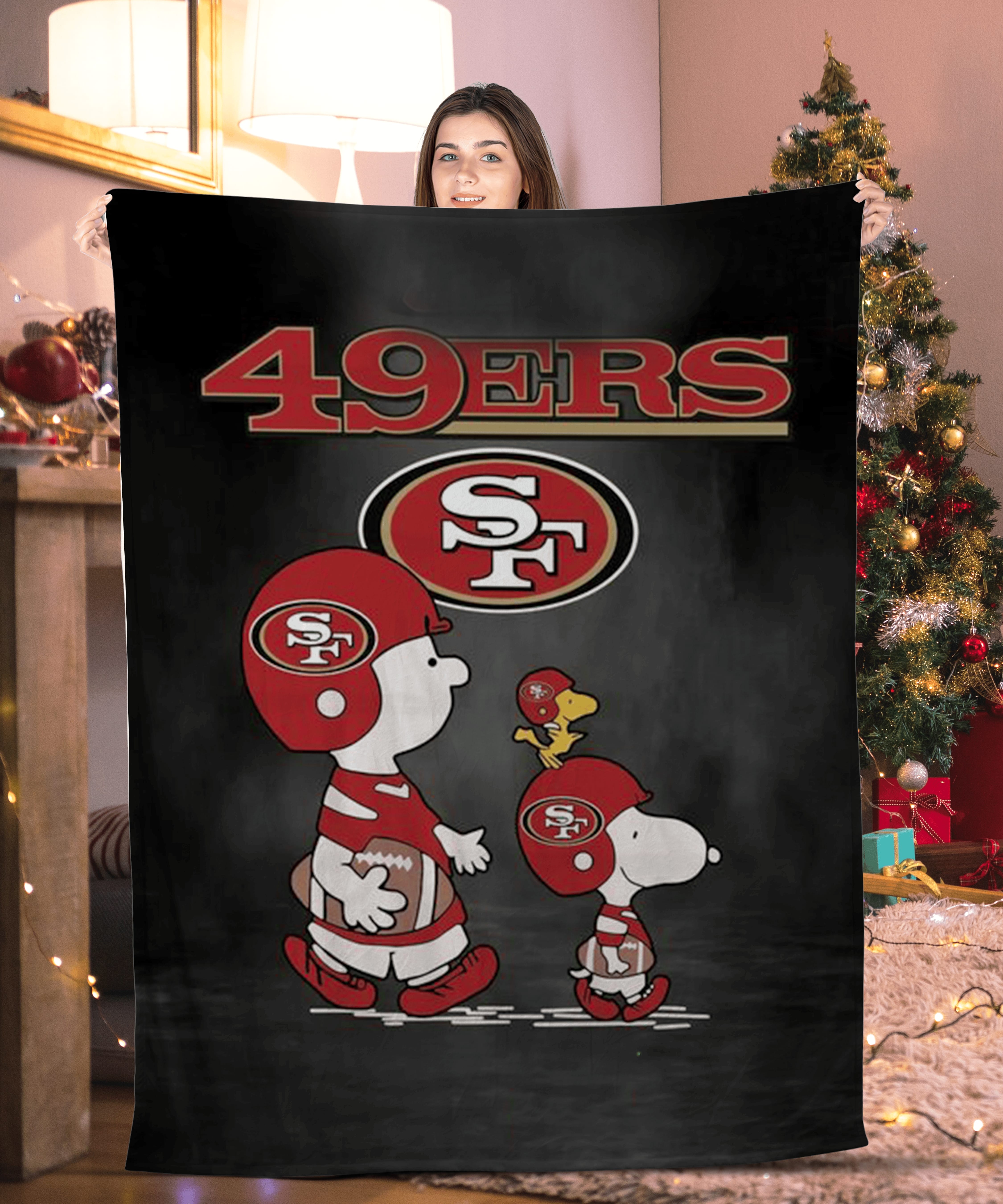 Charlie Brown, Snoopy And WoodStock San Francisco 49ERS Blanket