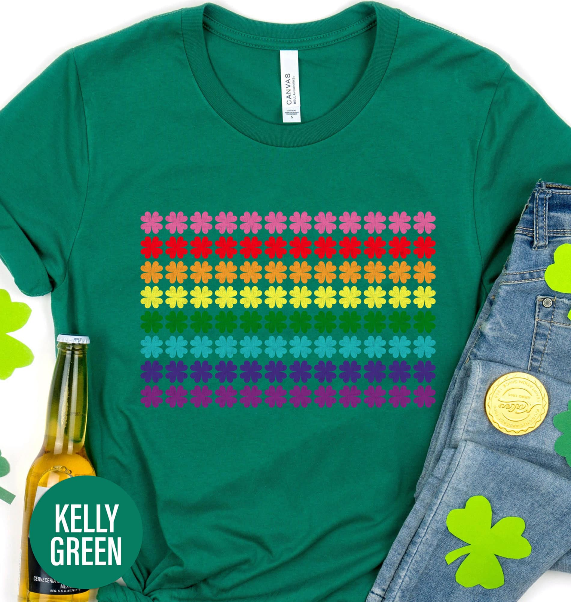 Classic Rainbow Four Leaf Clover T St. Patrick’s Day T shirt