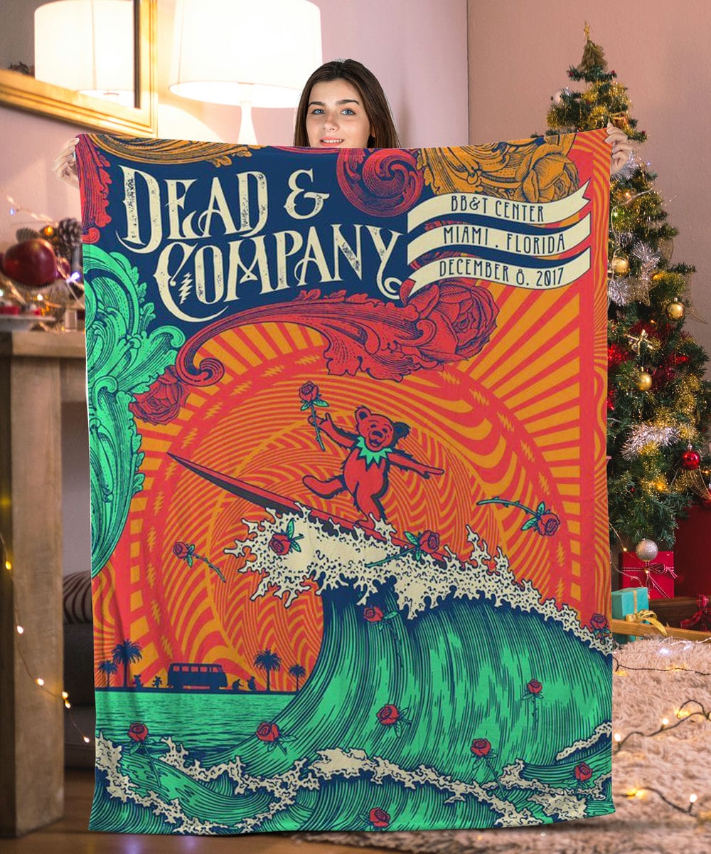 Dead & Company Colorful Concert Poster Grateful Dead Blanket