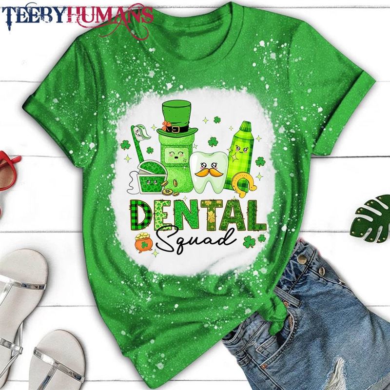 Dental Squad Bleach Shirt Dentist St Patrick Day Lucky Classic Unisex