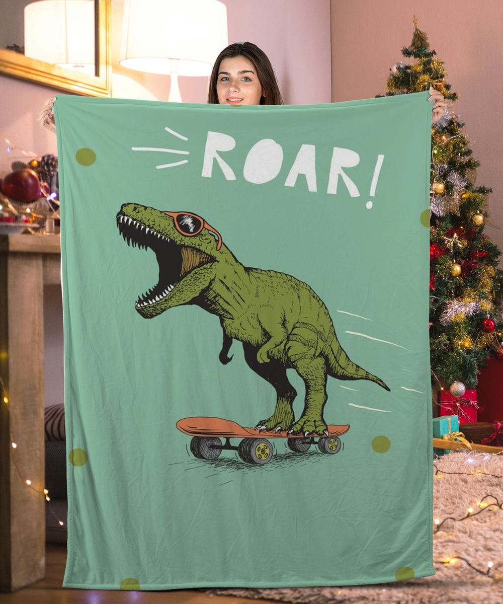 Dinosaur Skating Board Dinosaur Blanket