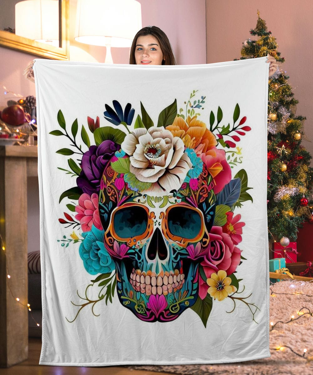 Flower And Skull Blanket