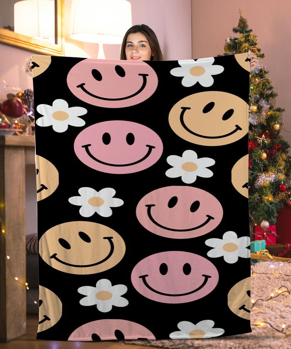 Flowers & Smiley Faces Blanket