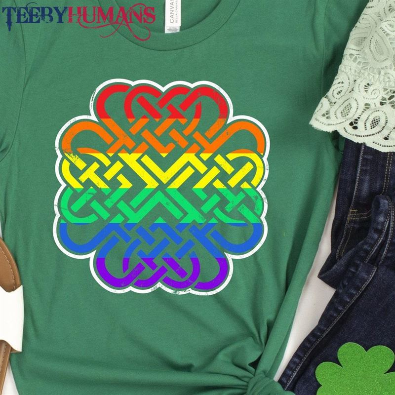 Funny Lgbtq St Patrick’s Day Shirt Rainbow Flag Celtic Knot Tshirt Unisex Classic