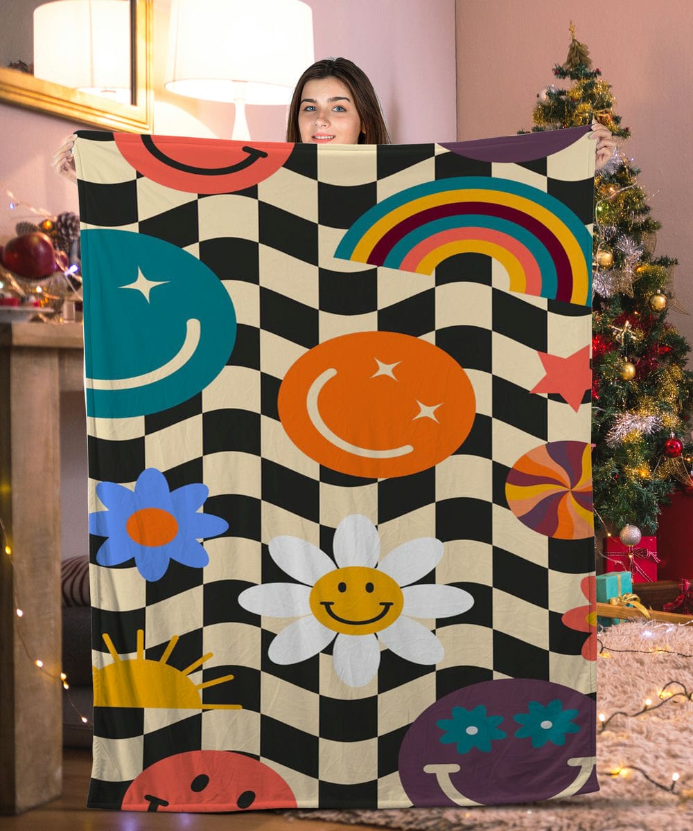 Good Day Vibe Smiley Face Blanket