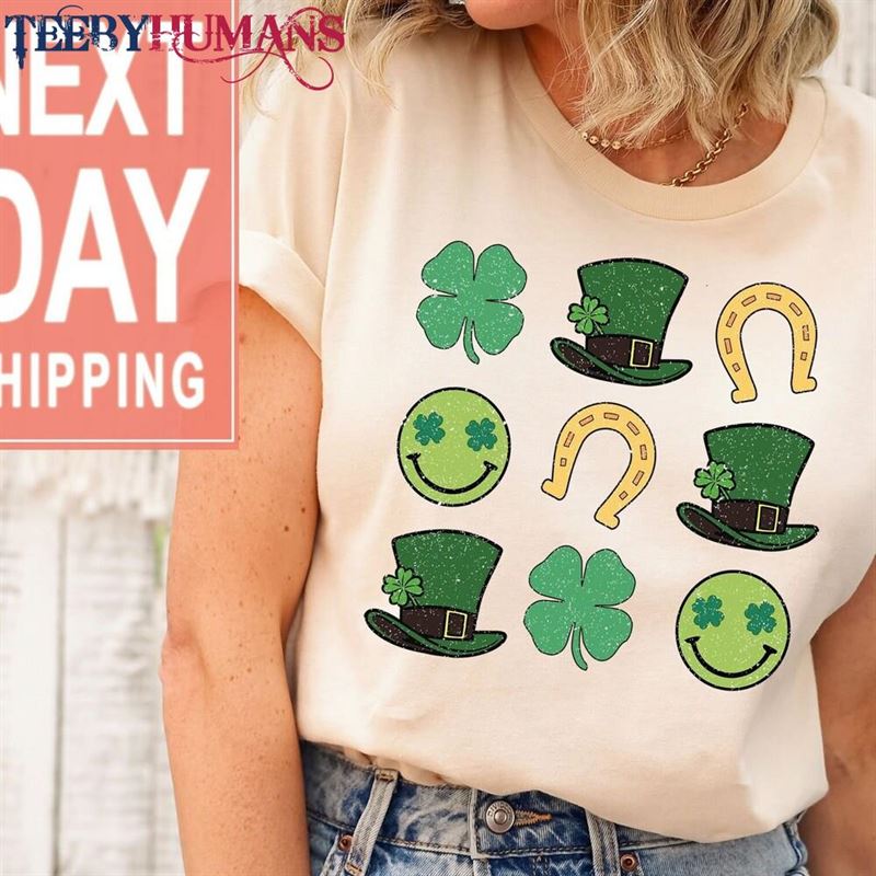 Good Luck Charm Shirt Gift For St Patrick’s Day Lucky Smiley Face Hoodie T-Shirt