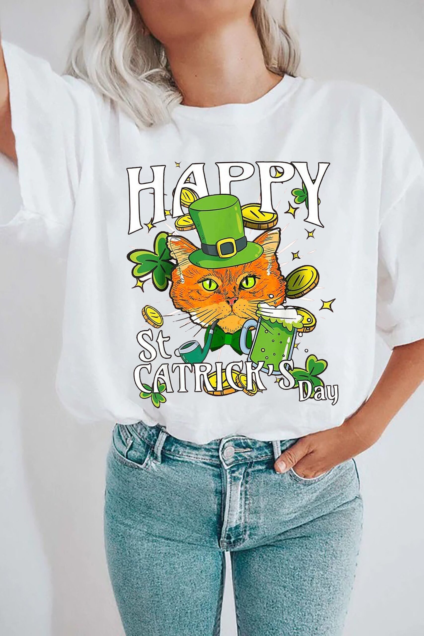 Happy St Catricks Day Lucky Cat Sweatshir